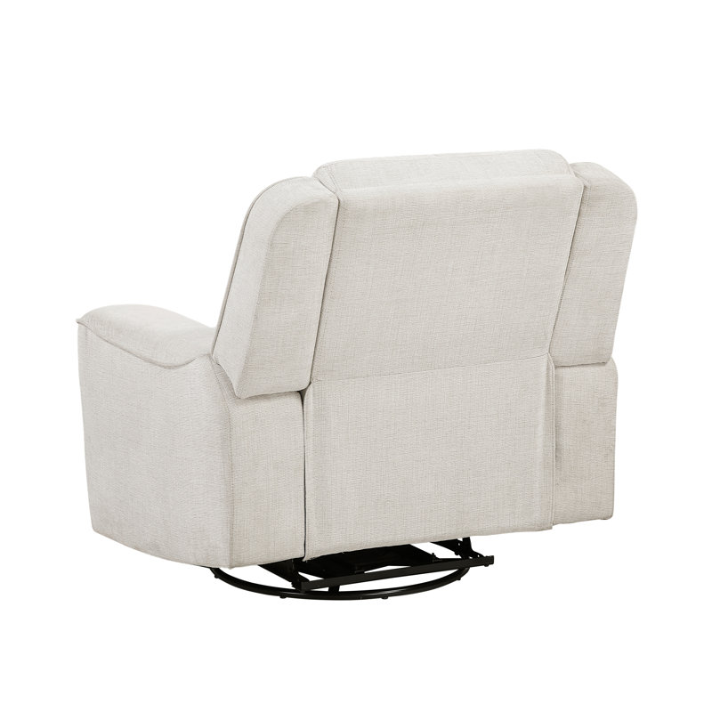 Mobilier de salon luxueux avec fauteuil inclinable et pivotant en tissu ébène, Beige Chenille