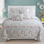 Ensemble de courtepointe réversible 100% coton bleu / rose / vert -2117824296