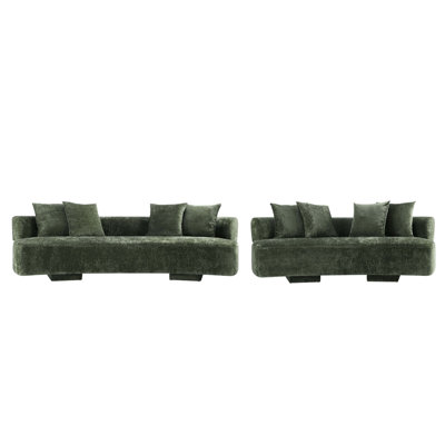 Ensemble de canapé en chenille moderne 2 pièces de 112 po et canapé 90,6 po Giovedi