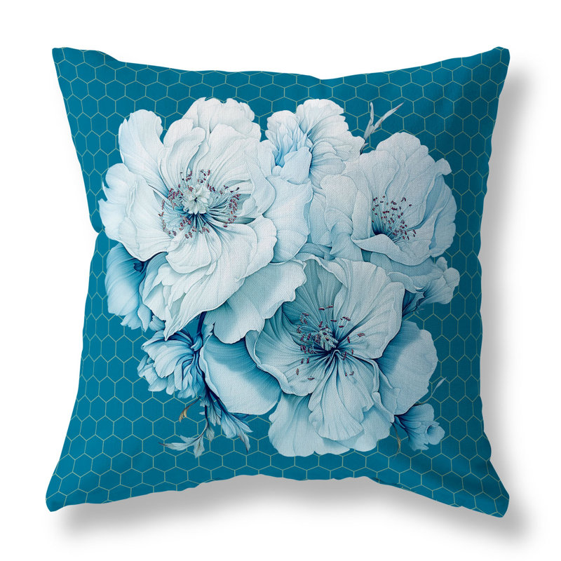 Coussin Magnolia Majesty, H 16 po x l 16 po, Bleu/Multi