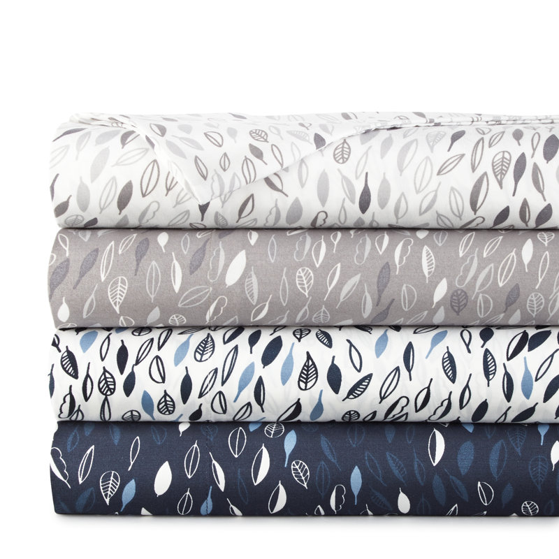 Vilano Choice Floral Microfiber Sheet Set, White Gray, Twin