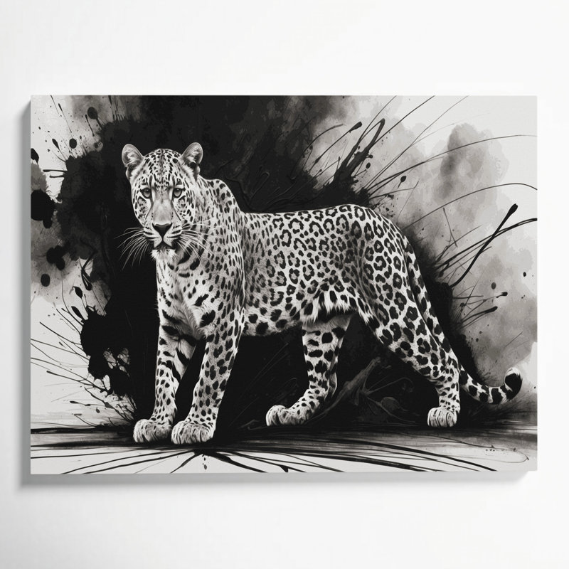 «Big Cats», art léopard sur toile gris, H 24 po x l 36 po