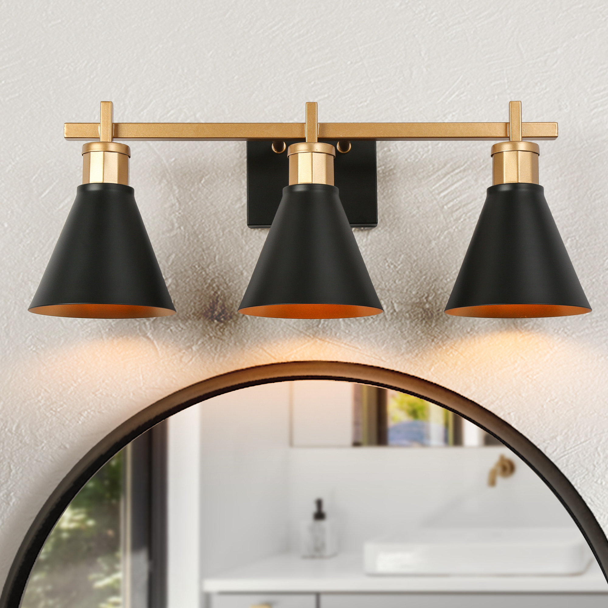Corrigan Studio Brooklyn-BB 3-Light Dimmable Black Vanity Light ...