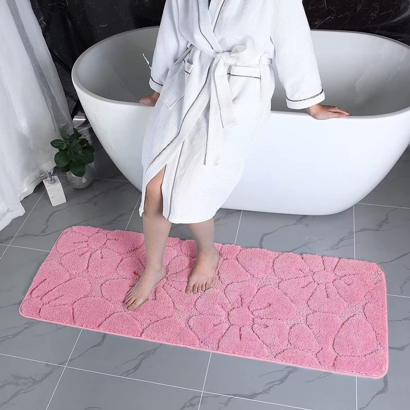 Non-Slip Bath Rug, Pink, 20" W x 50" L