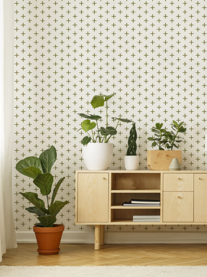 Addition Self-Adhesive Wallpaper Roll, Olive, Self-adhesive, PVC