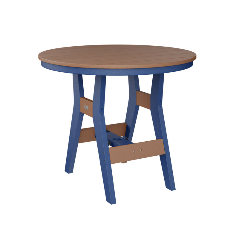 Table de bar ronde de 38 po Berlin Gardens Harbor, Bleu pacifique, Cèdre