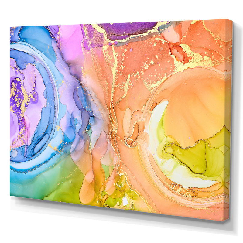 «Blue and Brown Luxury Abstract Fluid X», peinture sur toile, H 30 po x l 40 po, Toile tendue