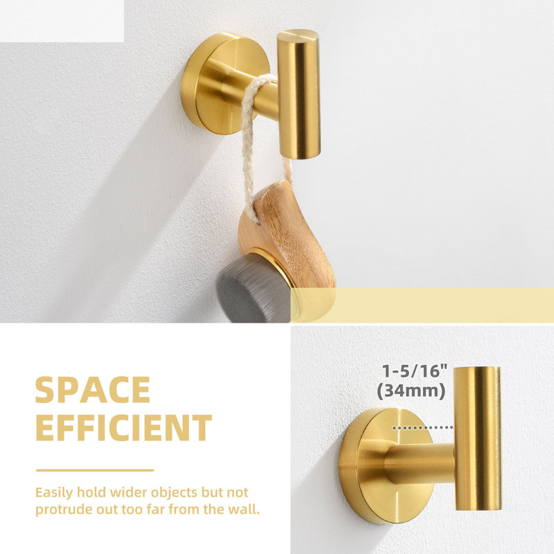 Wall Mounted Towel Hook, Brushed Gold
