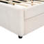 Lit plateforme tapissier pleine grandeur beige - avec chargement, 2 tiroirs, construction, sans sommier tapissier, cadre de bois rehaussé de charme avec et tiroirs, lin revêtu, décor-809985294