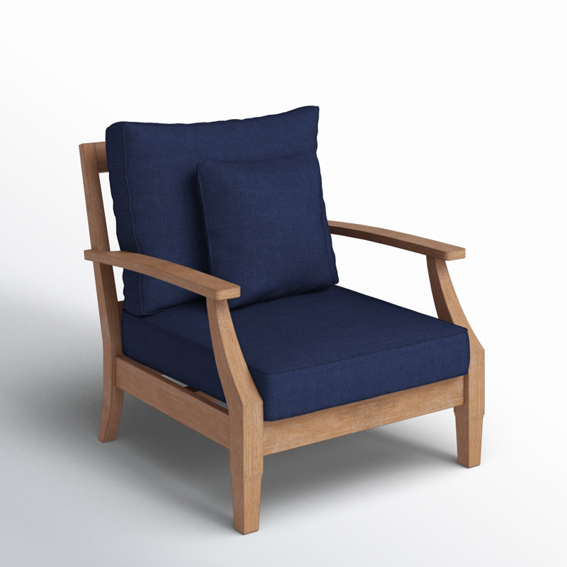 Samya Patio Chair with Cushions, Natural, Navy