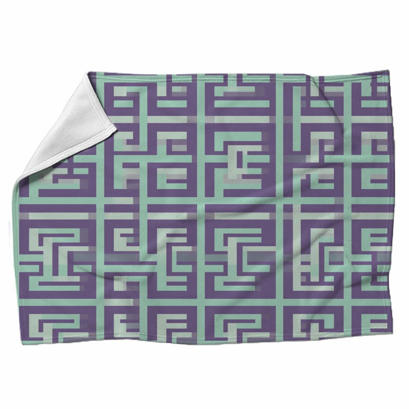 Machine Printed Throw Blanket, Twin, Geometric, Green/Purple