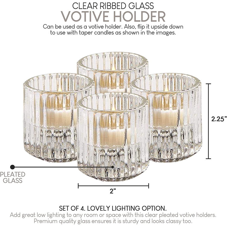 Kate Aspen® Ribbed Glass Votive Candle Holder Set | Michaels