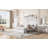 Queen Size Metal Canopy Platform Bed With Upholstered Headboard And Two Storage Drawers