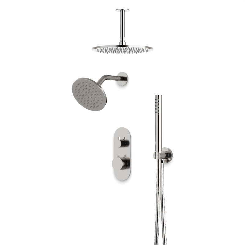 Ensemble de garniture de douche thermostatique avec pomme de douche murale et plafonnier, douchette à main Opera
