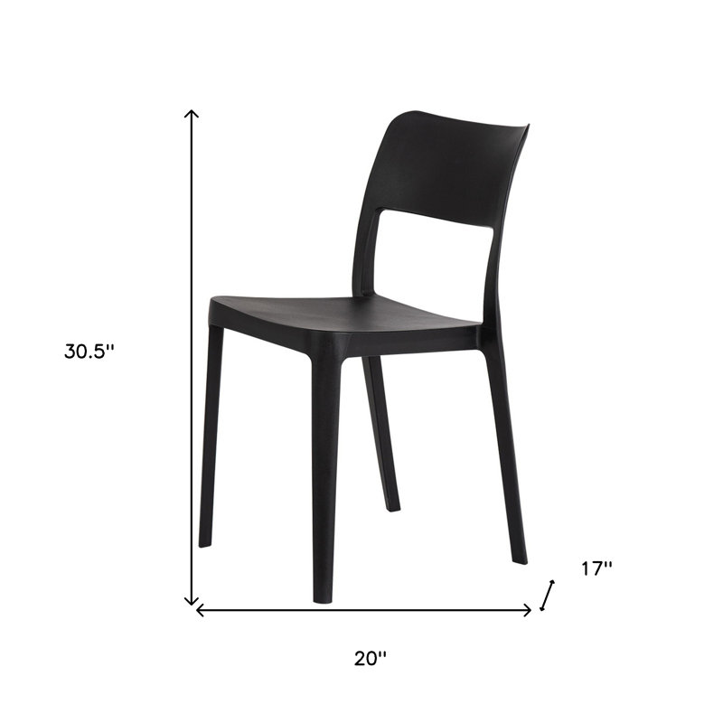 Ensemble de deux chaises d'appoint empilables d'extérieur en plastique noir