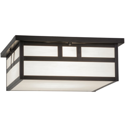 Plafonnier encastré carré de style lanterne double 4 lumières 22 po Mission