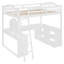 Lit mezzanine double avec rangement peu encombrant, bureau en bois aggloméré moderne