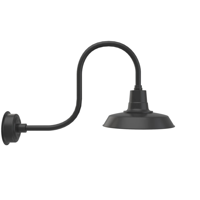 Luminaire de grange d'extérieur à DEL Haleigh, H 9 po x l 14 po x P 17 po, Noir mat