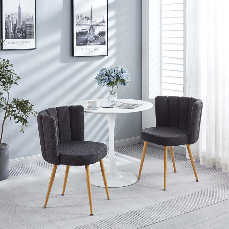 Chaise d'appoint 23,8 po Nivin, Fausse fourrure gris anthracite