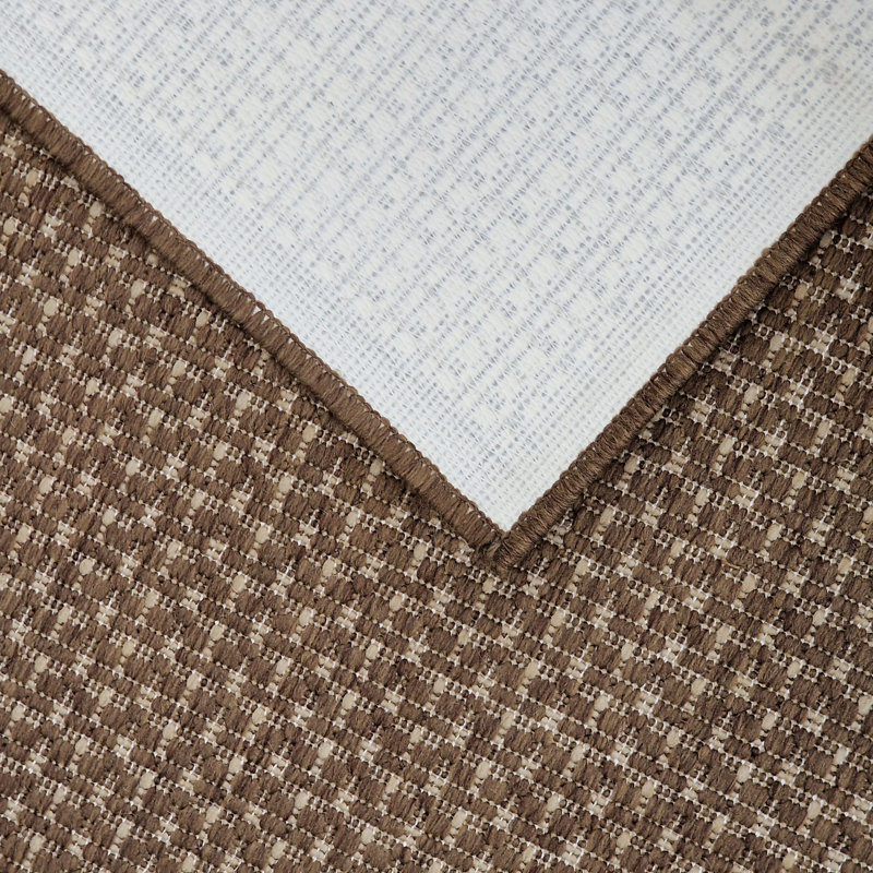 Non Slip Plain Solid Rug Flat Weave Kitchen Living Room Carpet, Brown, Rectangle 200 x 280 cm