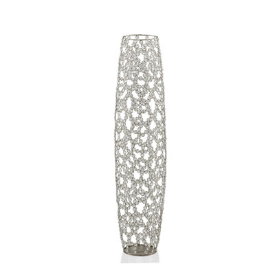 Crystal Glass Silver Oval Floor Vase