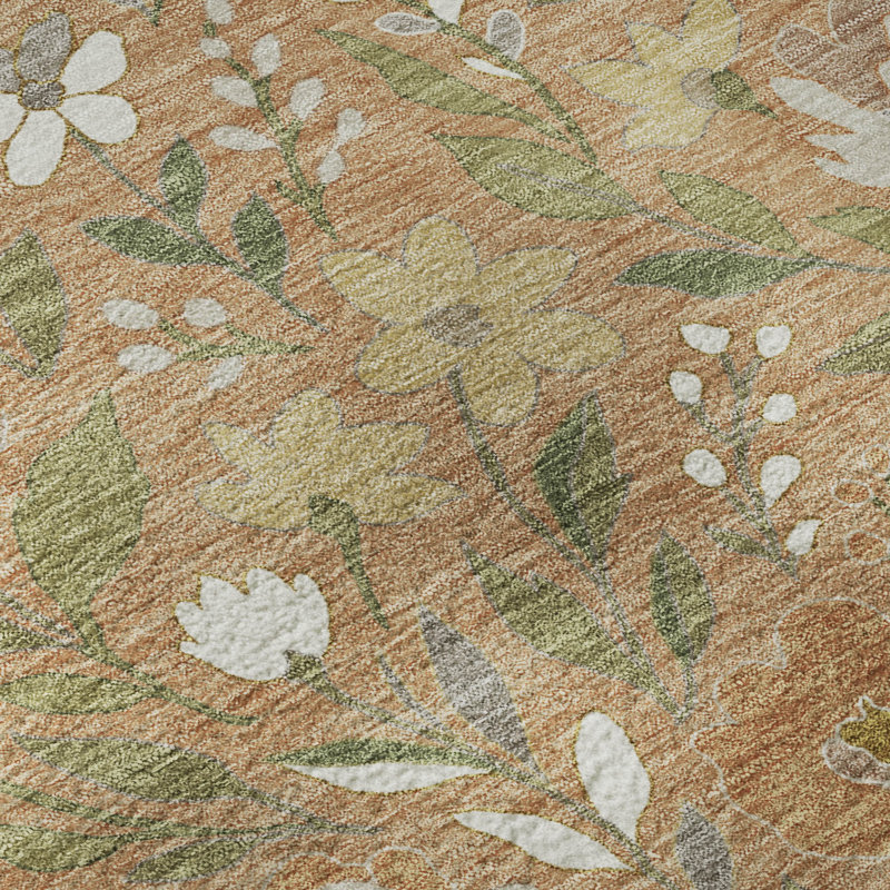 Tapis floral lavable à la machine de qualité supérieure Mayfield AMF2438, Cuivre, 8 pi x 10 pi