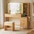 Maximize Storage LED Vanity Table with 3 Color Light Ring | Stepless Dimming Makeup Station-1053233470