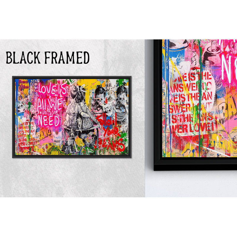 Impression sur toile: Love Is All We Need Artful Wall Decor, 1P BlackFramedCanves, 27,6 po H x 39,4 po l