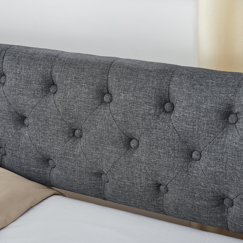 Twin Size Linen Upholstered Daybed, 300lbs Capacity With Erectable Trundle (82”l×41”w×33”) – Usb Charging Design, Button Tufted Back, Ideal For Guest Room/living Room/bedroom (no Mattress)