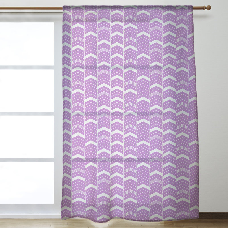 Panneau de rideau simple à passe-tringle à chevrons Stephenie, Violet / Blanc
