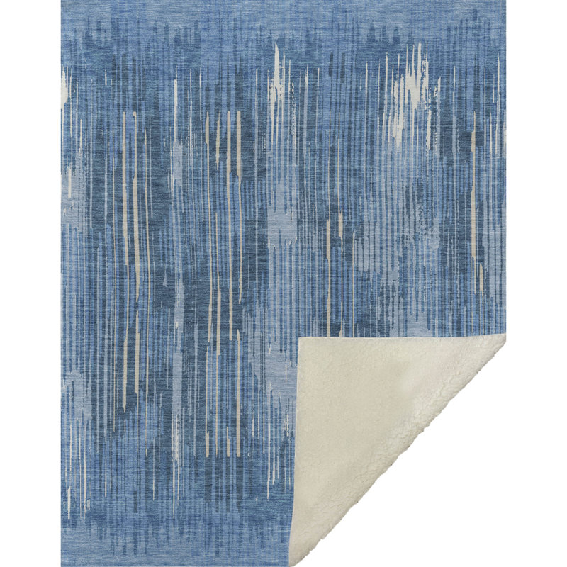 Jeté à rayures Addison Sherpa ASB893, Bleu