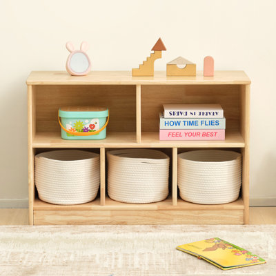 Rubber Wood 5-compartment Montessori Shelf, 35.4"l by Latitude Run