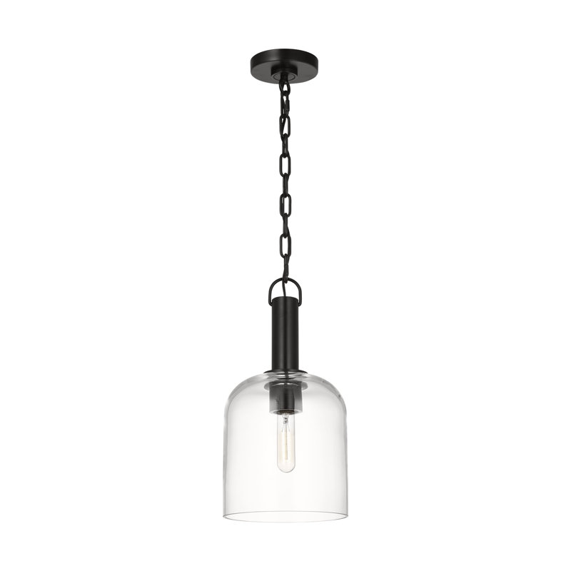 Thom Filicia Hartley 1 Light Kitchen Pendant With Clear Shade, Aged Iron