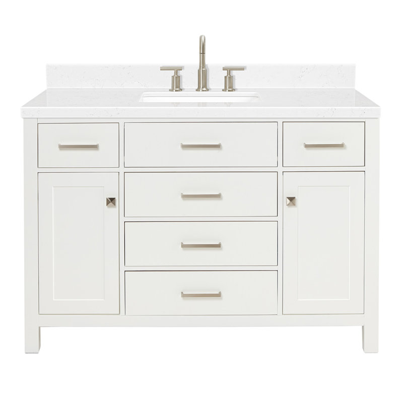 4_ARIEL Bristol 42 Single Sink Bathroom Vanity with Carrara White Quartz, White, 42"