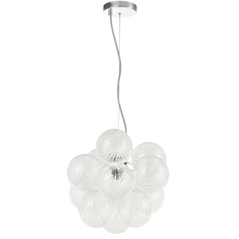 Luminaire suspendu 3 lumières Charlize - Transparent, Chrome poli