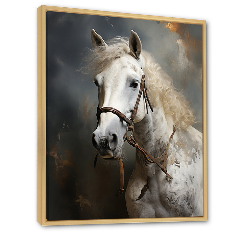 Kenneisha White Horse, H 32 po x l 24 po x P 1 po, Cadre naturel flottant