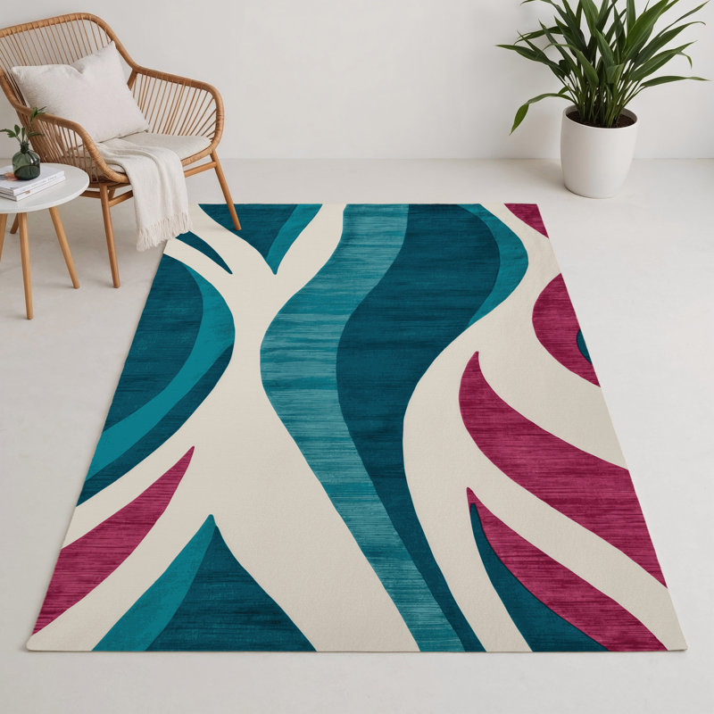 Watercolor Green Indoor and Outdoor Area Rug, Rectangle 5' x 7'