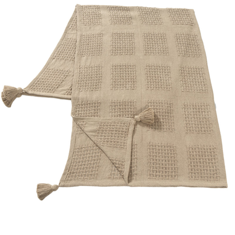  Jeté en coton Waffle Weave, Tan