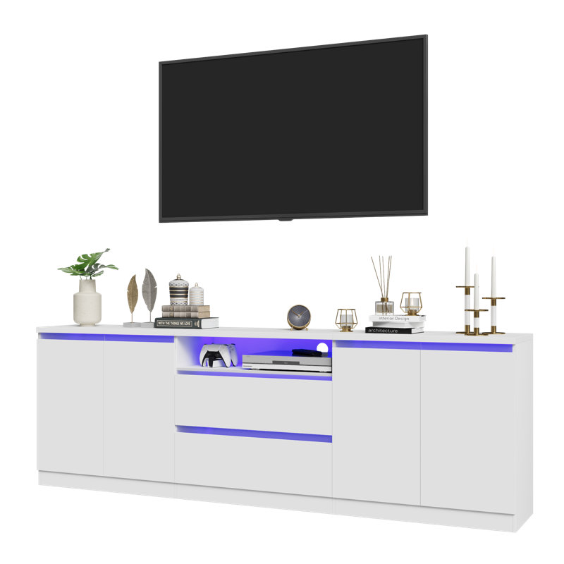 94.5" Led Modern Tv Stand For 100/90/80 Inch Tvs, Tall Entertainment Center With Storage Cabinets And Drawers, Media Console With Adjustable Shelves For Living Room