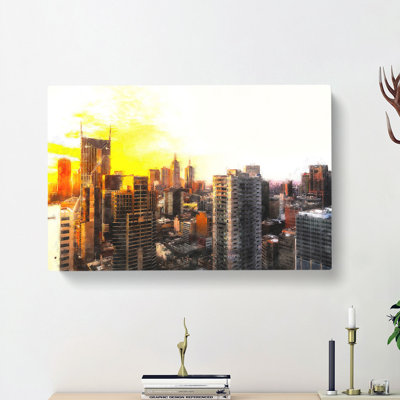 Melbourne Australia Skyline Abstract - Wrapped Canvas