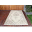 Tapis rétro en laine beige Oushak pour le salon et la décoration de sol antique