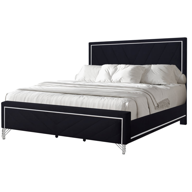 Holtzclaw Polyester Fabric California King Panel Bed, Ebony, California King