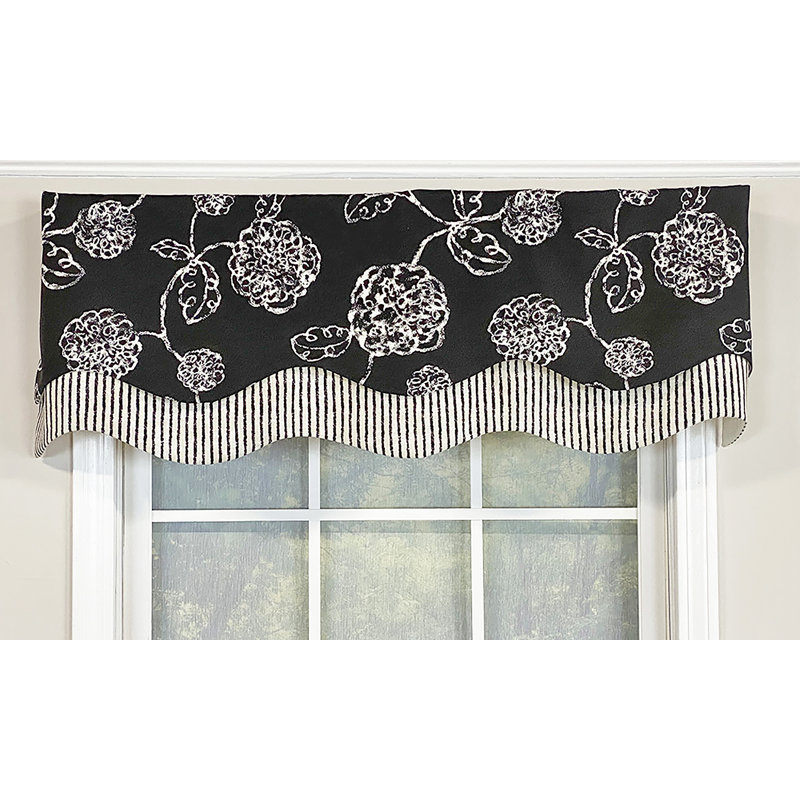 Floral Scalloped Window Valance, Black