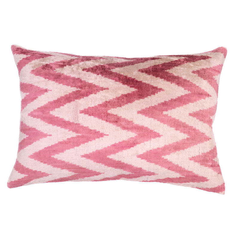 Housse et insert de coussin rectangulaire en soie / velours, Chevrons