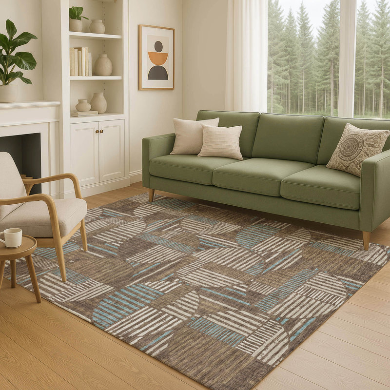 Machine Washable Indoor/Outdoor Chantille ACN2700 Geometric Rug, Coffee, 3' x 5'