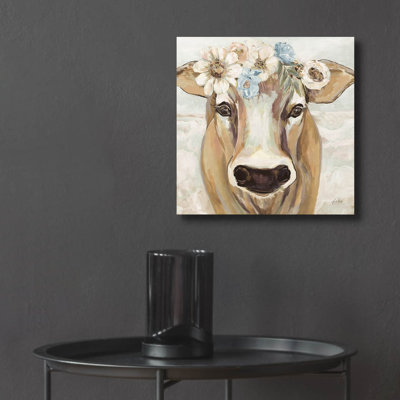 Art mural en verre épique «Beau avec fleurs neutres» par Jeanette Vertentes, 36 po x 36 po