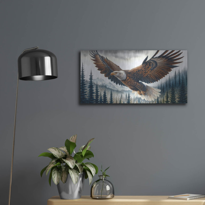  «Soaring Bald Eagle 4» par Rey Klimt, art mural en métal, H 12 po x l 24 po