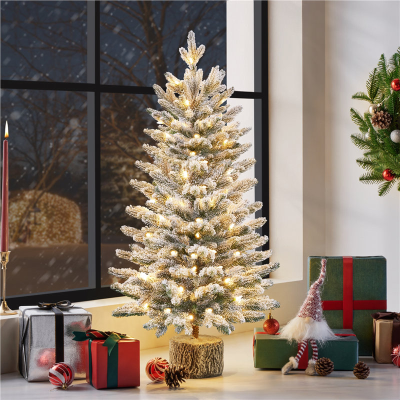 Lighted Artificial Fir Christmas Tree, 3.08ft H