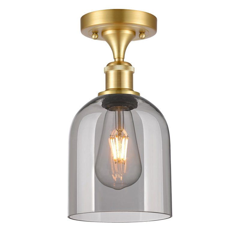 Ballston - Allysson - 1 Light 6" Semi-Flush Mount - Seedy Shade, Light Smoke, Satin Gold