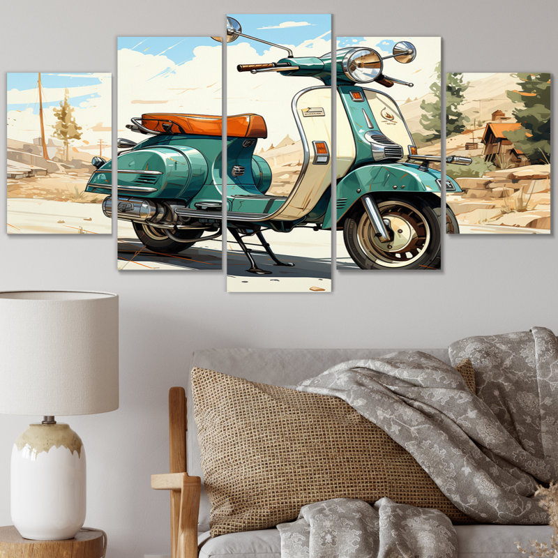 Green Retro II - Décoration murale transport - 5 panneaux
